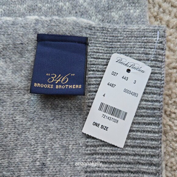 NWT Brooks Brothers 346 Knit Wool Snowflake Fair Isle Scarf Grey White - Picture 3 of 10